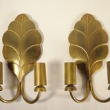 Paire d'appliques " feuilles " en laiton 1970
