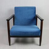 Blue marine velvet gfm-142 armchair by Edmund Homa, 1970s, ocean