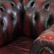 Cowhide leather English chesterfield armchair on wheels