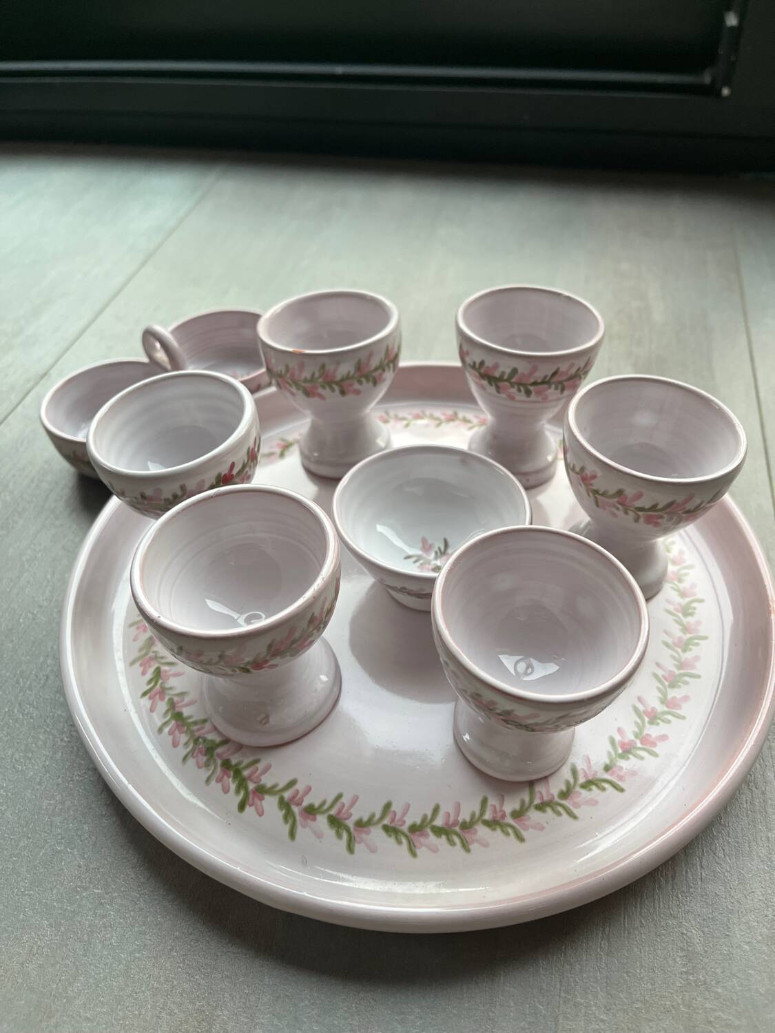 Egg cups, 9-piece service by Michel Spire