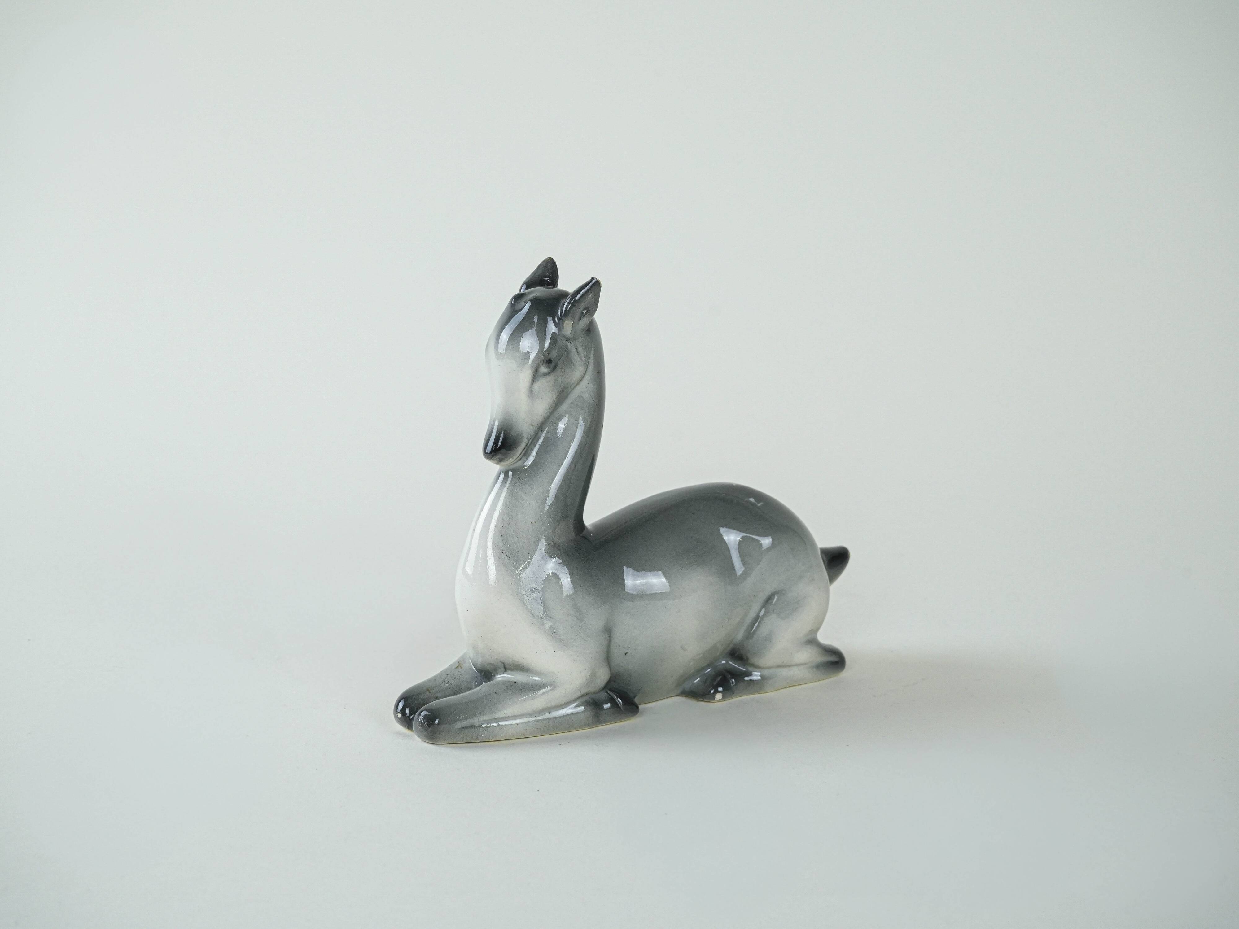 Ceramic deer figurine, Danish design, 1970s, production: Denmark