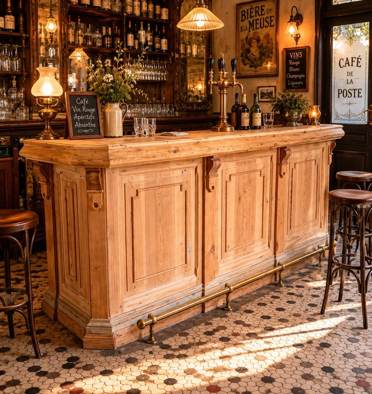Bistro counter with a Hungarian point design.