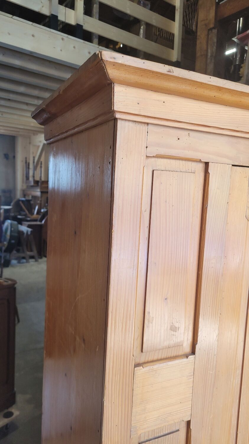 Parisian wardrobe in vintage pine old manufacture 1950