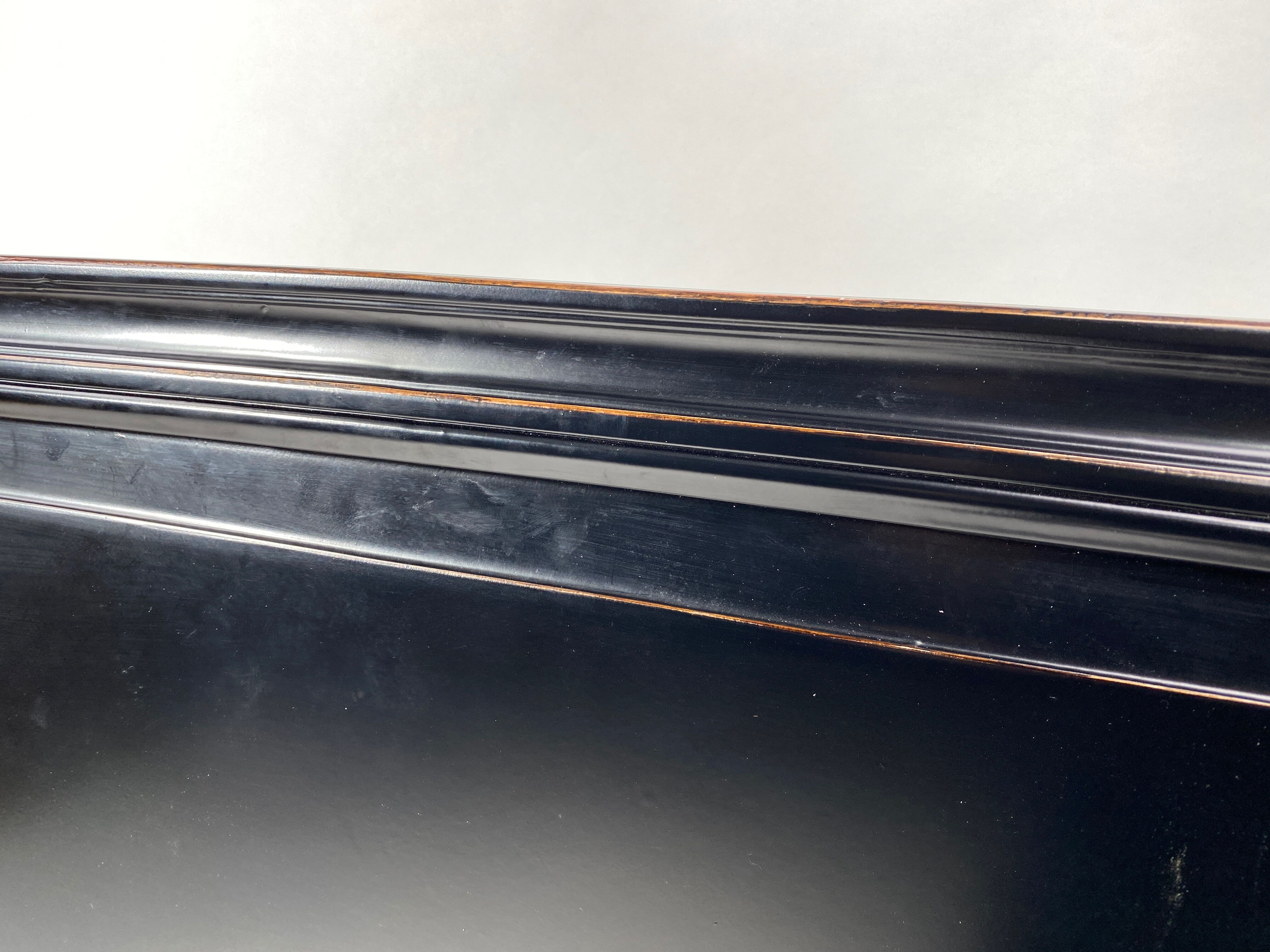 BedHead in solid black laqué wood 234x116cm