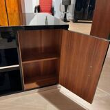 Art Deco Desk in Black Lacquer, Walnut & Metal, France, 1930s-1940s