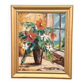 Original Swedish Oil on Hardboard – “Flower Painting” by Magnus Tull – Signed – Vintage & Framed – 50 × 42 cm (19.7" × 16.5")