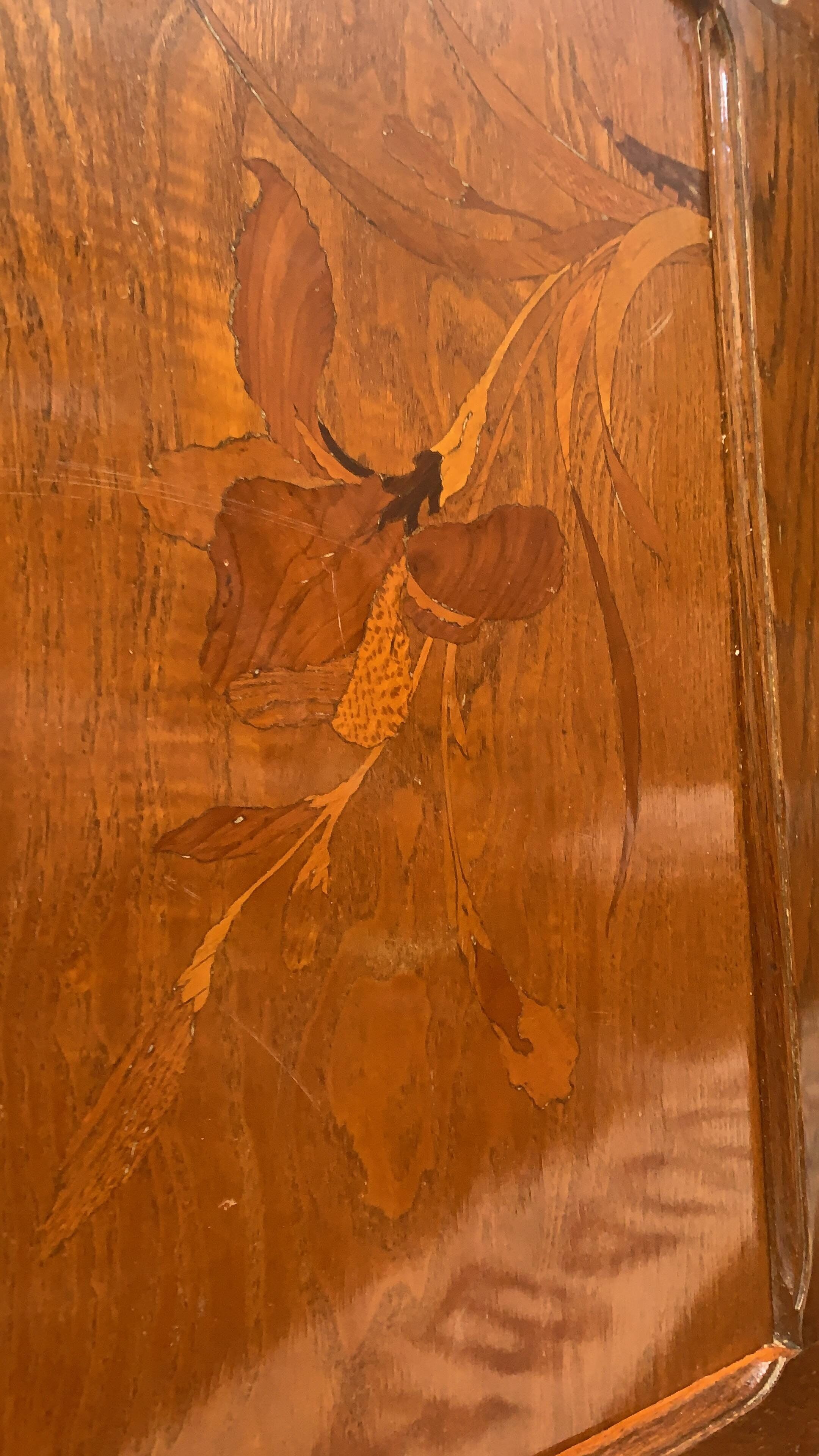 Antique french bronze, acacia, and walnut coat rack by Émile Galle