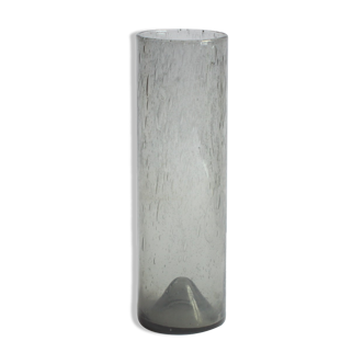 Vase en verre cylindre Erik Höglund pour Pukeberg, Suède, années 1960