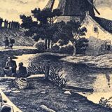 Blue dish in earthenware Delft Holland