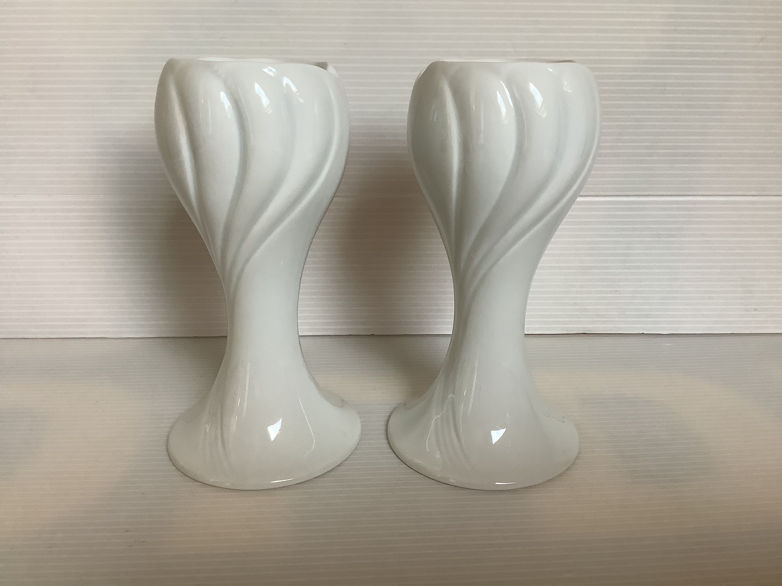 Pair of tulip flower candlesticks KPM Bavaria Germany
