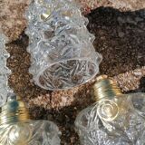 Set of 5 vintage molded glass globe suspensions