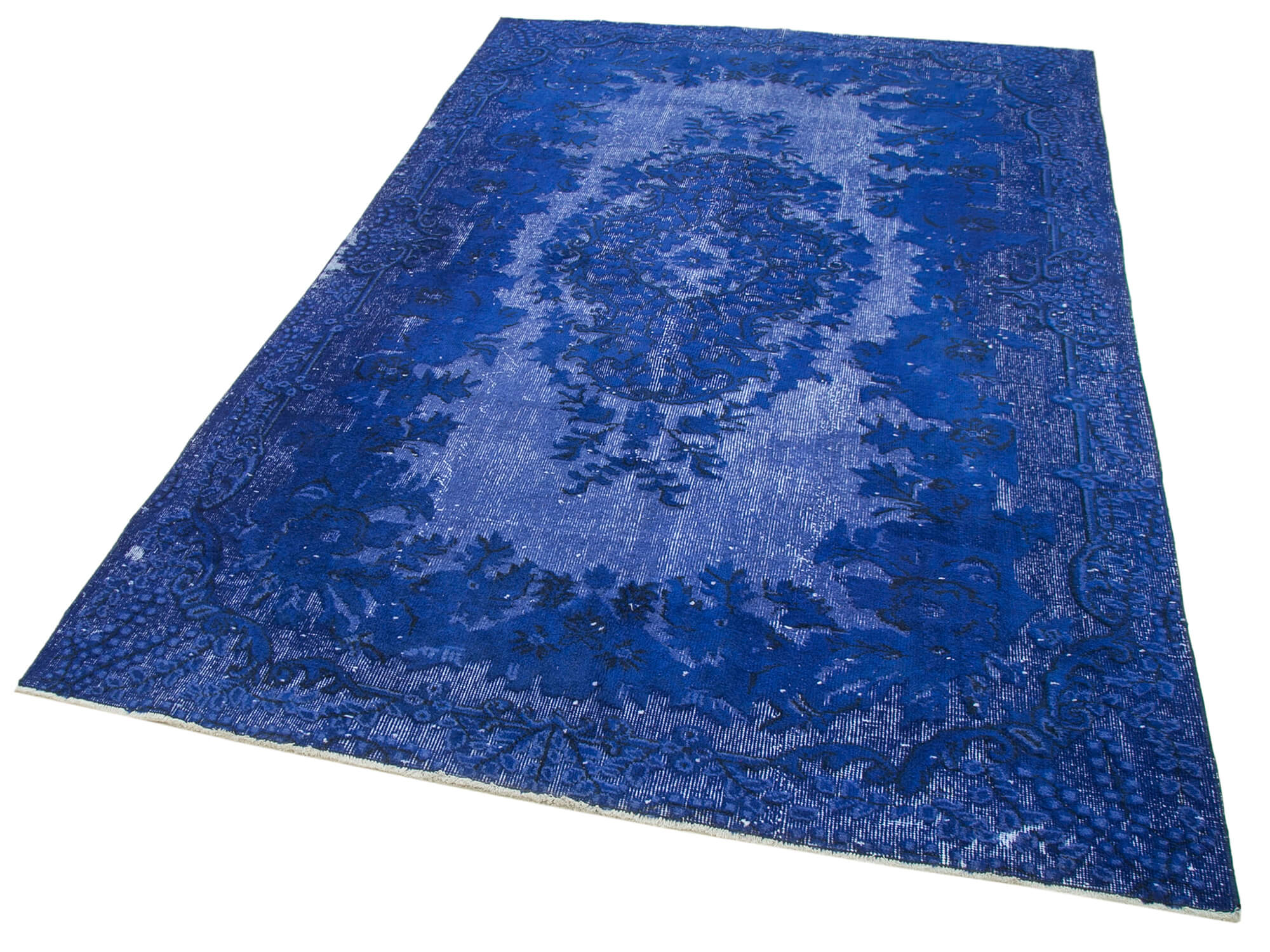 Hand-knotted contemporary oriental 1980s 174 cm x 273 cm blue carpet