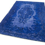 Tapis bleu oriental contemporain des années 1980 noué à la main 174 cm x 273 cm