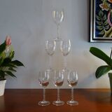 6 glasses of red wine crystal of Arques - Model fleury Epi signed - 17,6 cm