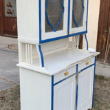 Vintage Glass & Painted Wood Kitchen Cupboard, 1930s
