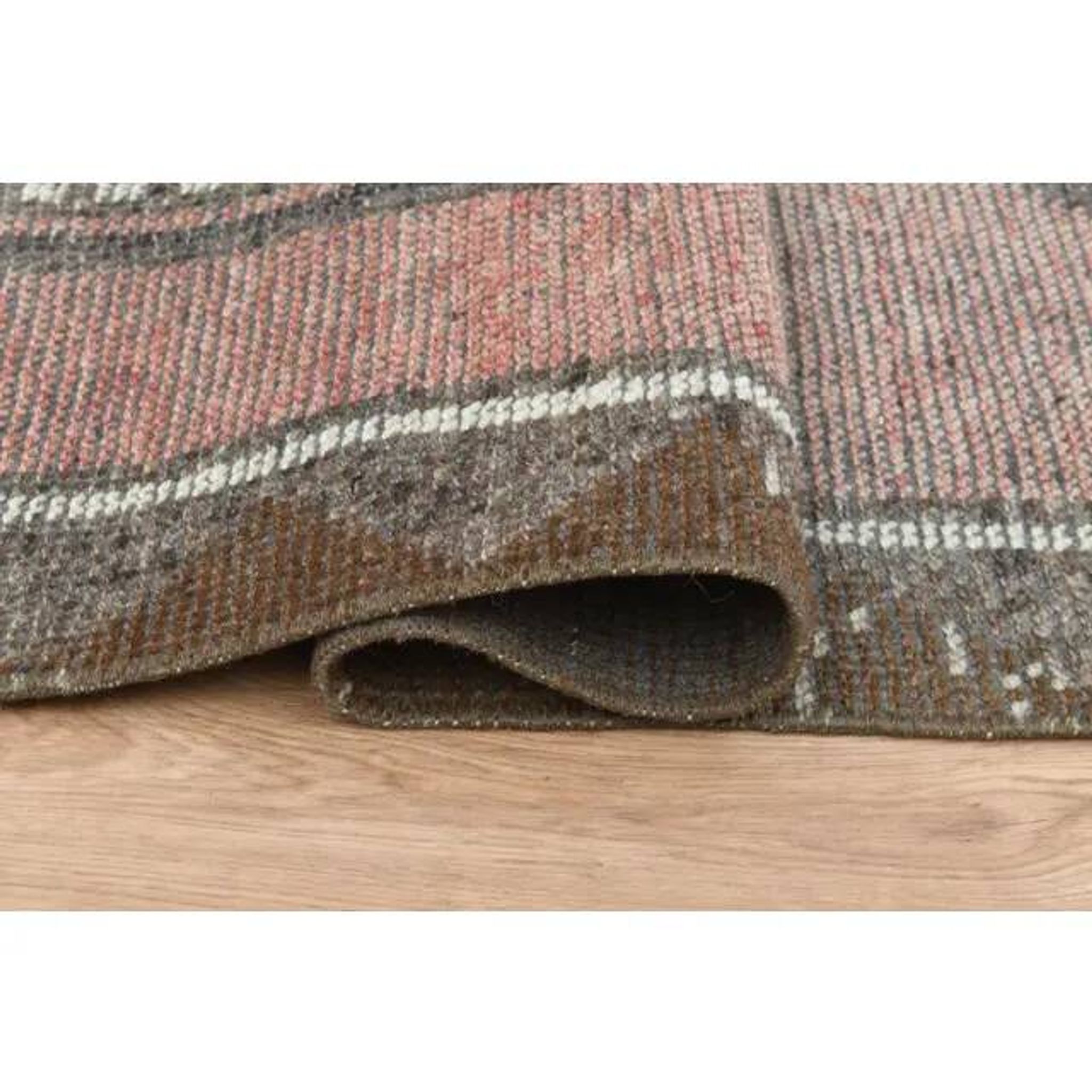 Vintage Turkish Handmade Wool Oushak Runner Rug 121x352