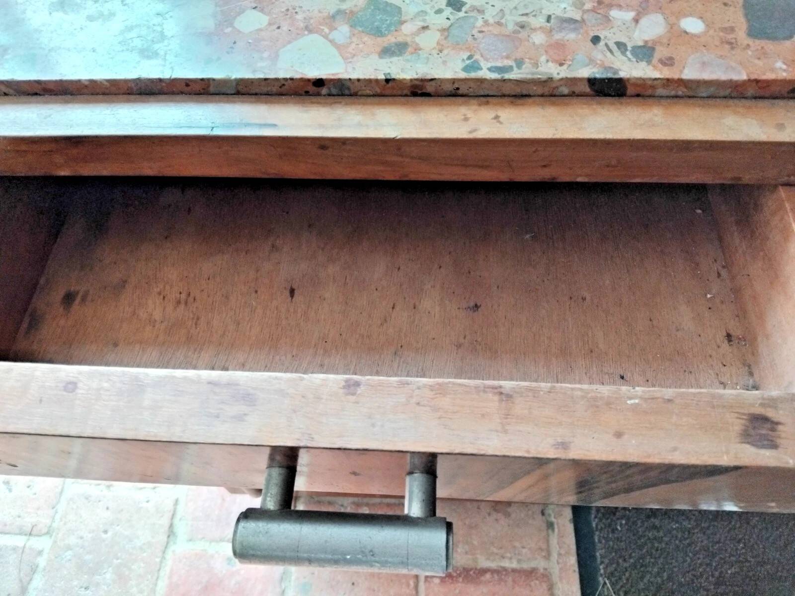 Vintage Wooden Nightstand with Marble Top