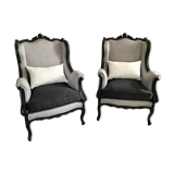 2 shepherdess armchairs with old ears nineteenth fully restored