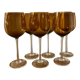 6 amber stemmed glasses