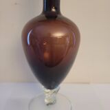 Amber glass soliflore vase on crystal base - Art glass from the years