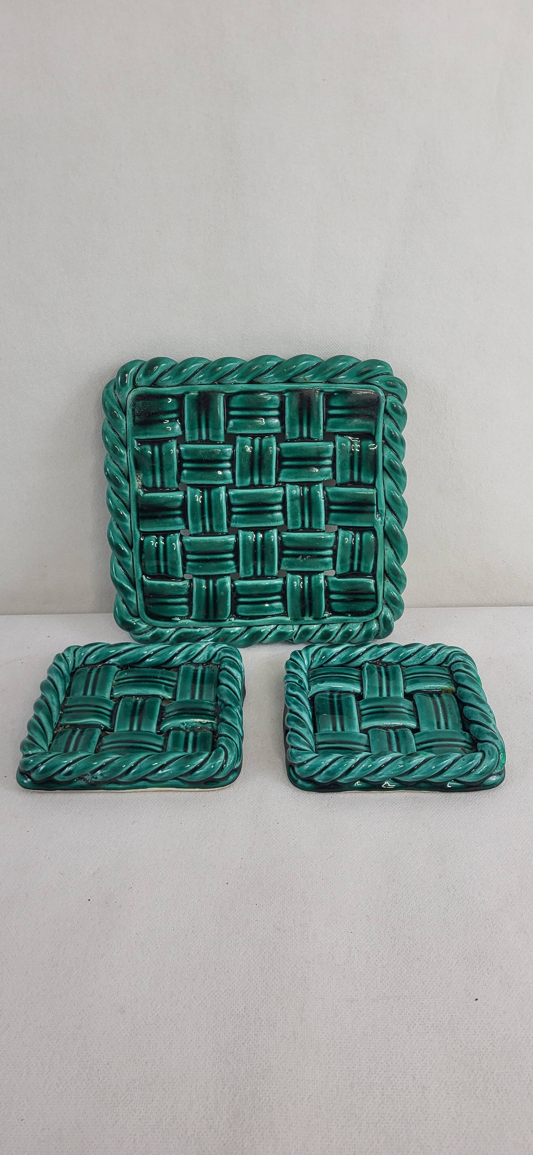 Vallauris woven ceramic trivet/bottle coaster