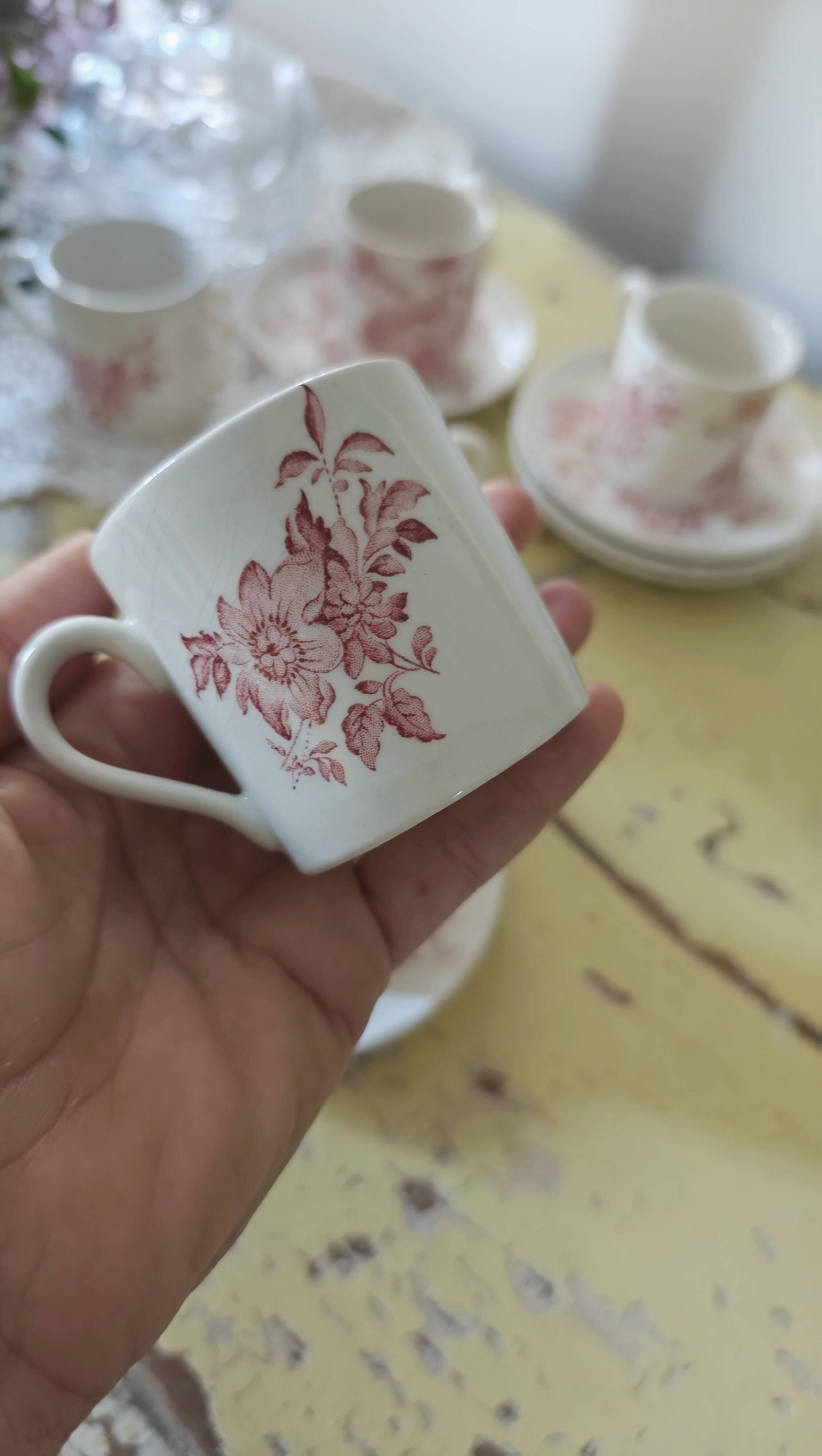 Vintage Coffee Set - 6 Cups and 6 Saucers - Crown Devon Brand