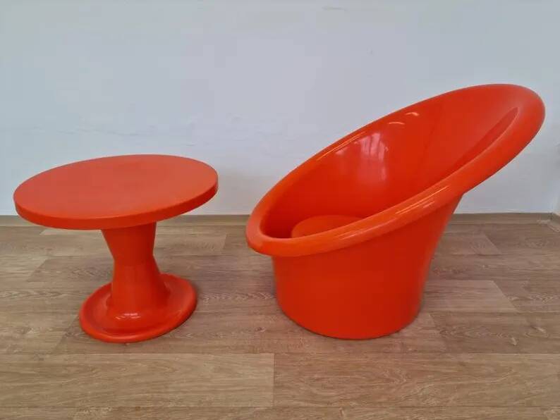 Skopa Lounge Chair and Table, Ole Gjerløv Knudsen & Torben Lind, Ikea, 1970s