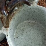 Serviteur à apéritif en grès gris vintage signé Austruy