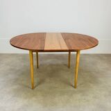 Round extendable Scandinavian table, teak, 1960s