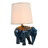 Hollywood Regency blue elephant ceramic table lamp, Belgium 1970s