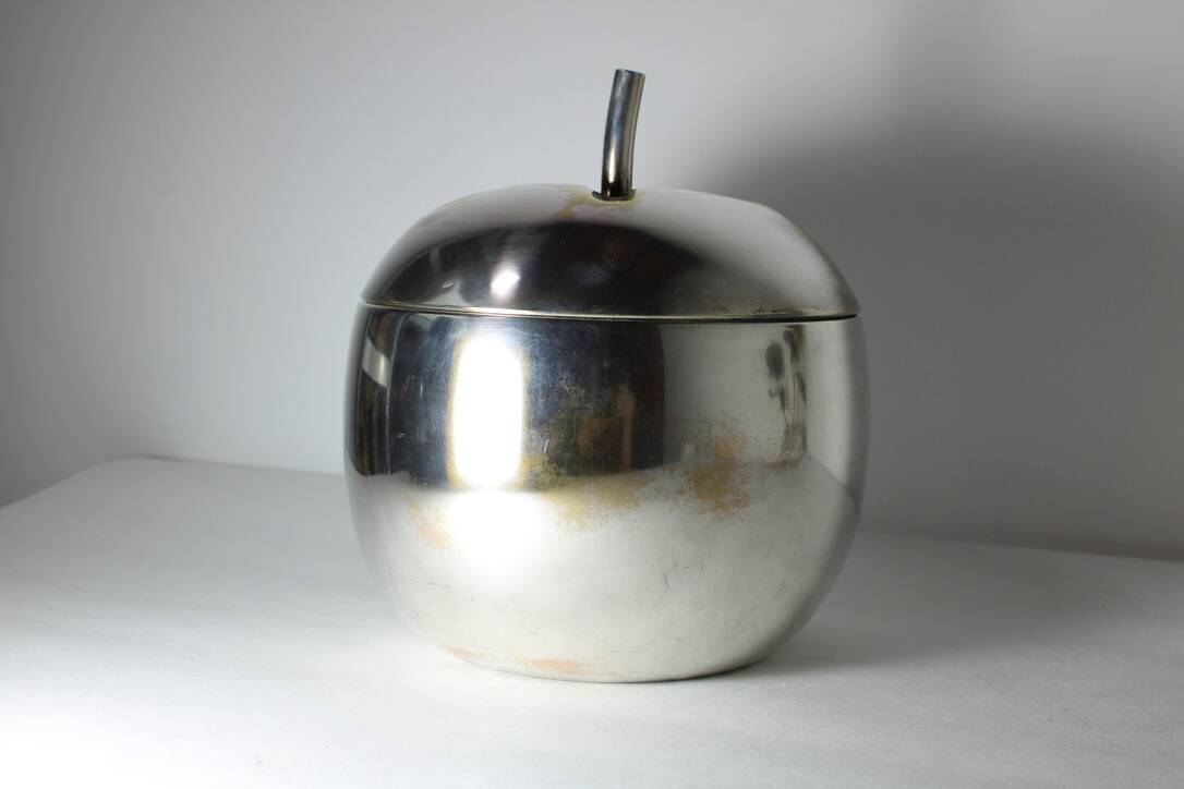 Vintage silver metal tomato ice bucket Italy 1960