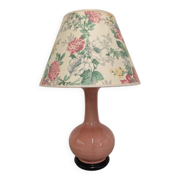 Charolles faience lamp in pink by Jacques Molin, France circa 1970.