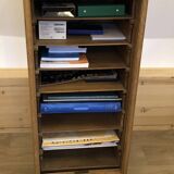 Rare oak filing cabinet with interior drawers and curtain closure, all e