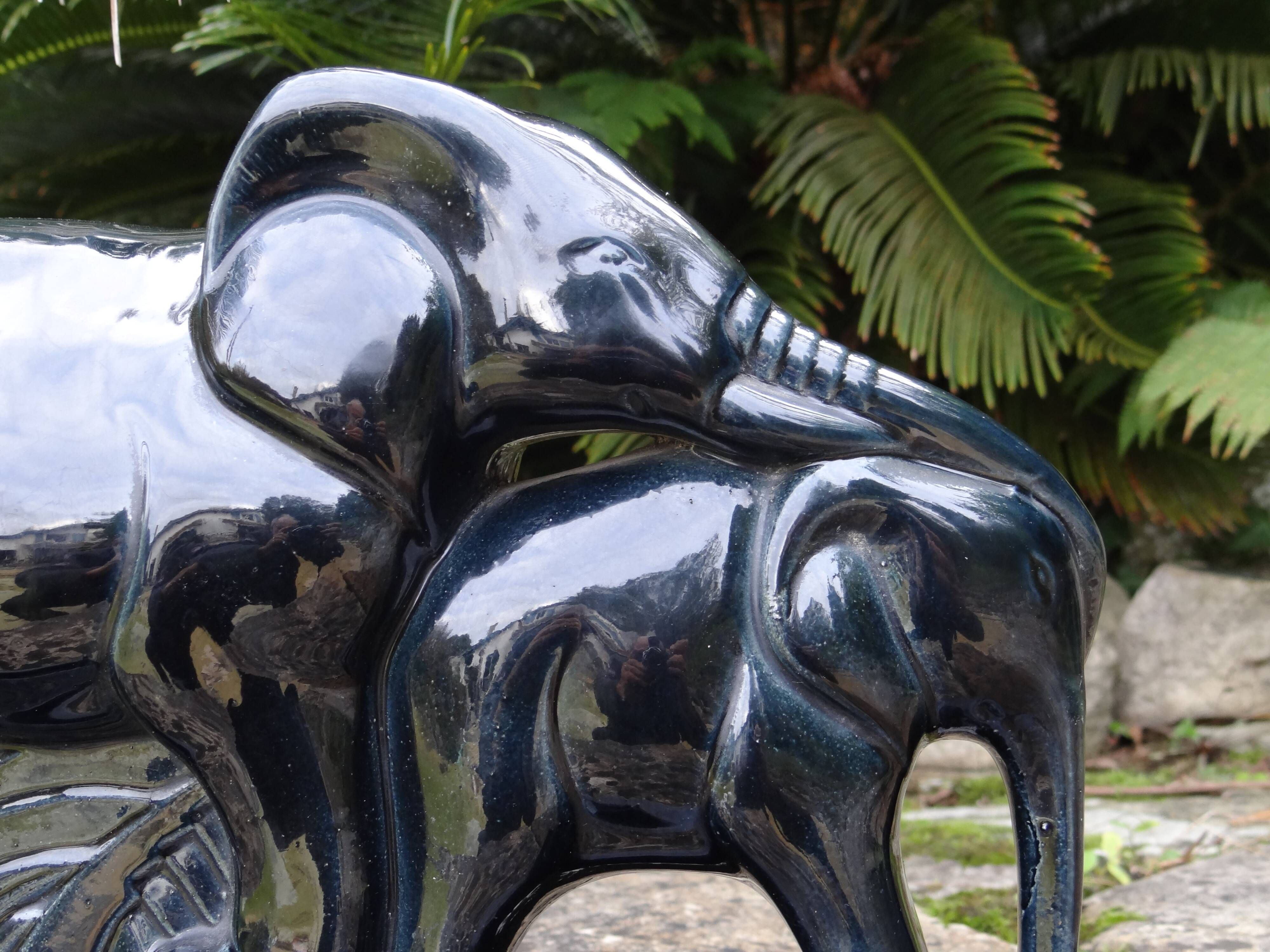 Beautiful Art Deco Lemanceau Elephant Statue, St. Clement Faience Elephant