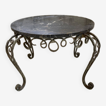 René Drouet coffee table in metal and black marble