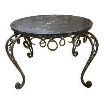 René Drouet coffee table in metal and black marble