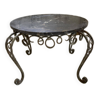 Table basse rené drouet métal et marbre noir