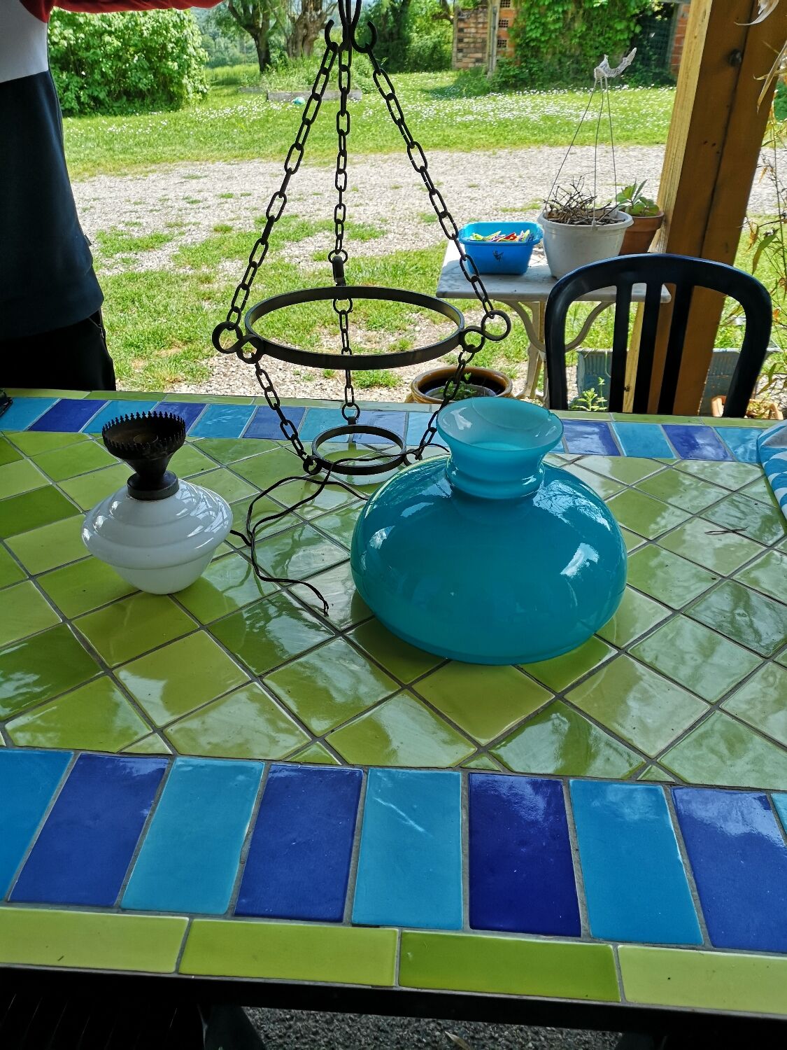 Suspension opaline vintage