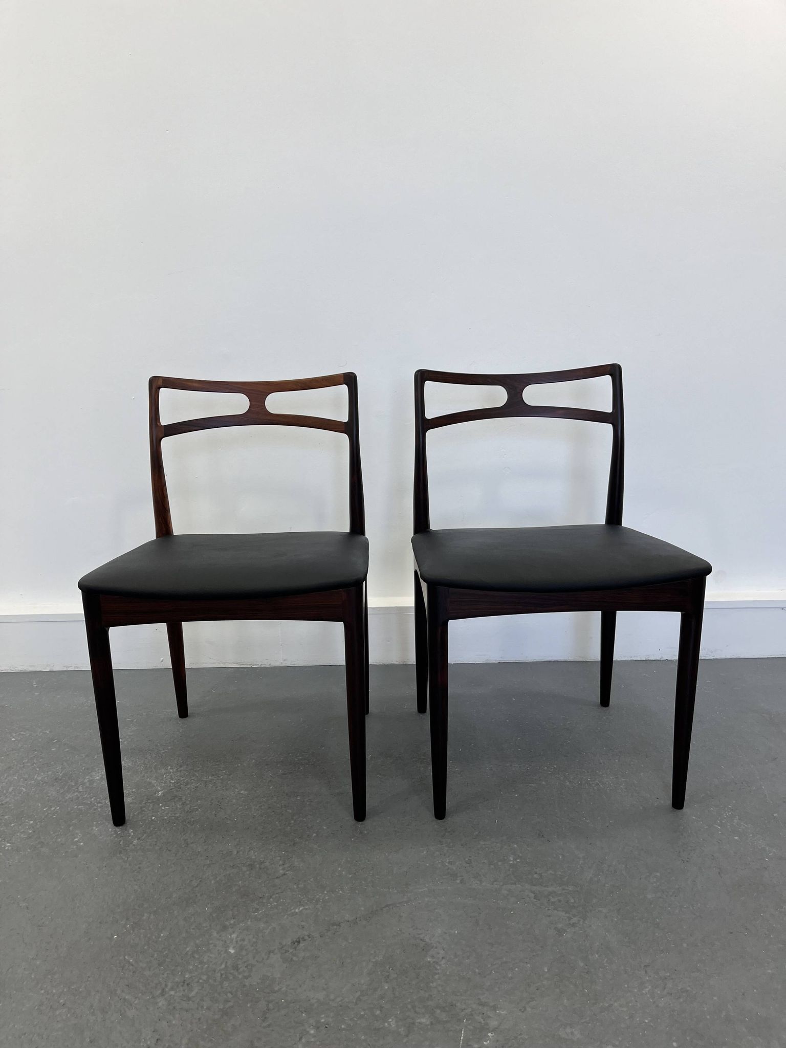 Chaises d'appoint danoises modèle 94 en palissandre et cuir par J.Andersen pour Christian Linneberg, années 1960,
