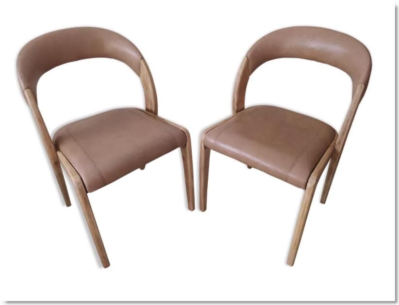 Pair of Baumann leather gondola chairs