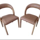 Pair of Baumann leather gondola chairs