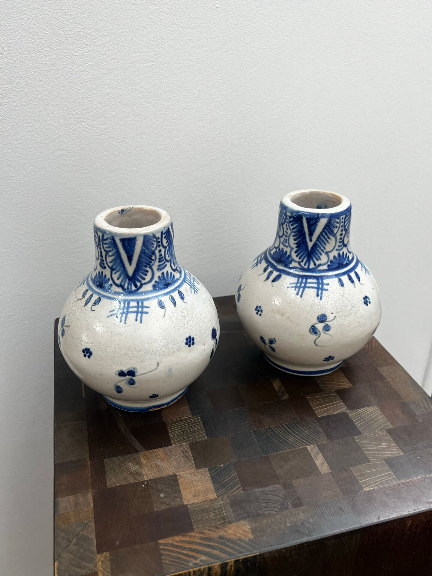 Pair of antique DELF vases