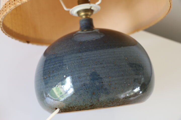 Blue ceramic lamp with lampshade