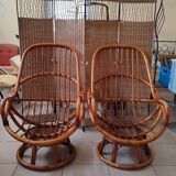 Set of 2 rattan armchairs