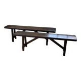 Paire de bancs en chêne massif