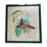 Framed exotic bird painting