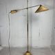 Italian adjustable floor lamp in pencil reed bamboo rattan and brass, 1970s