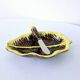 Butter dish and its vintage ceramic knife DLG Vallauris leaf shape.