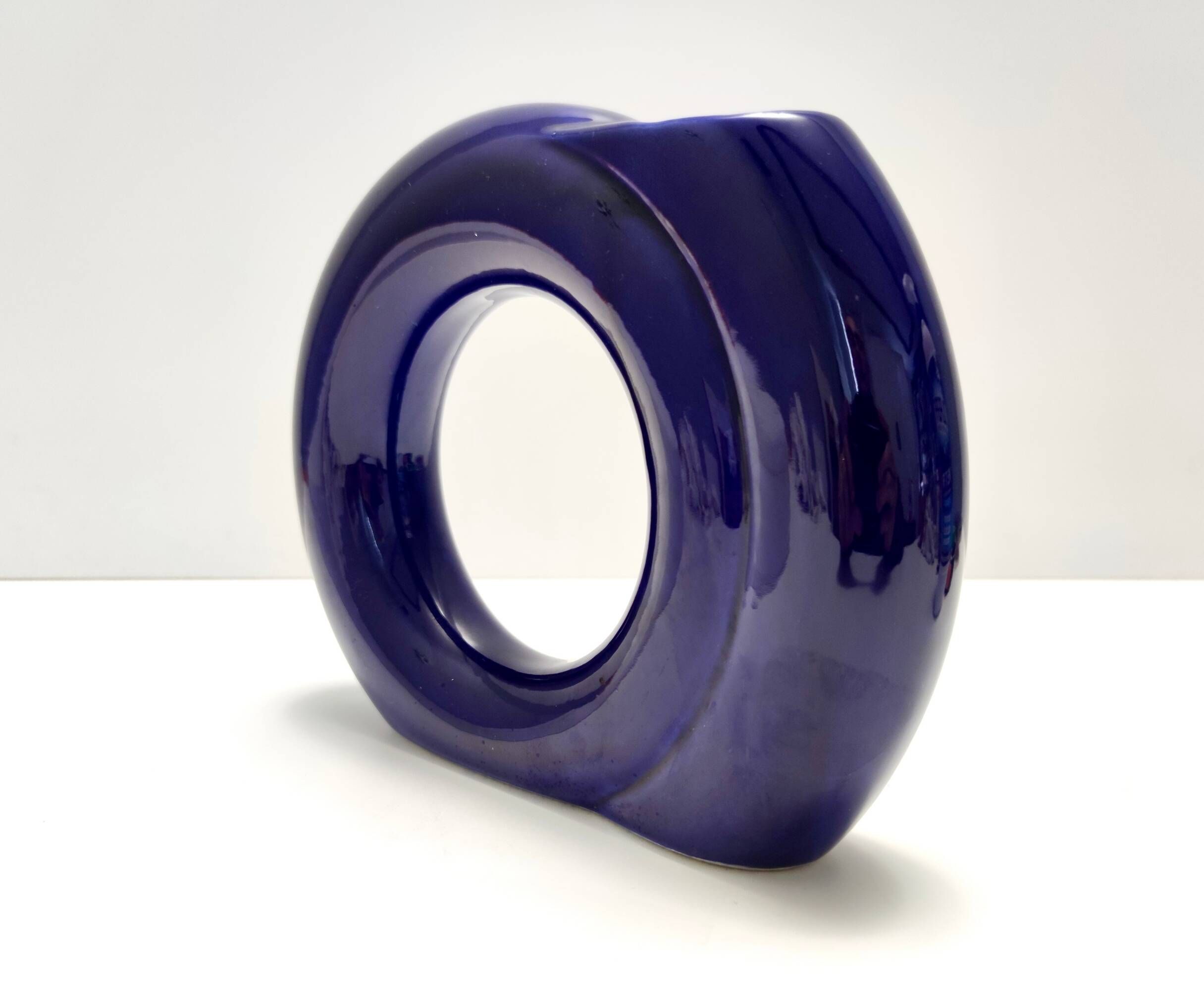 Vintage Blue Glazed Ceramic Vase by Pietro Arosio for Parravicini, Italy, 1