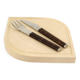 Snack set János Megyik, knife, fork and wooden board, Amboss Austria, 1970s